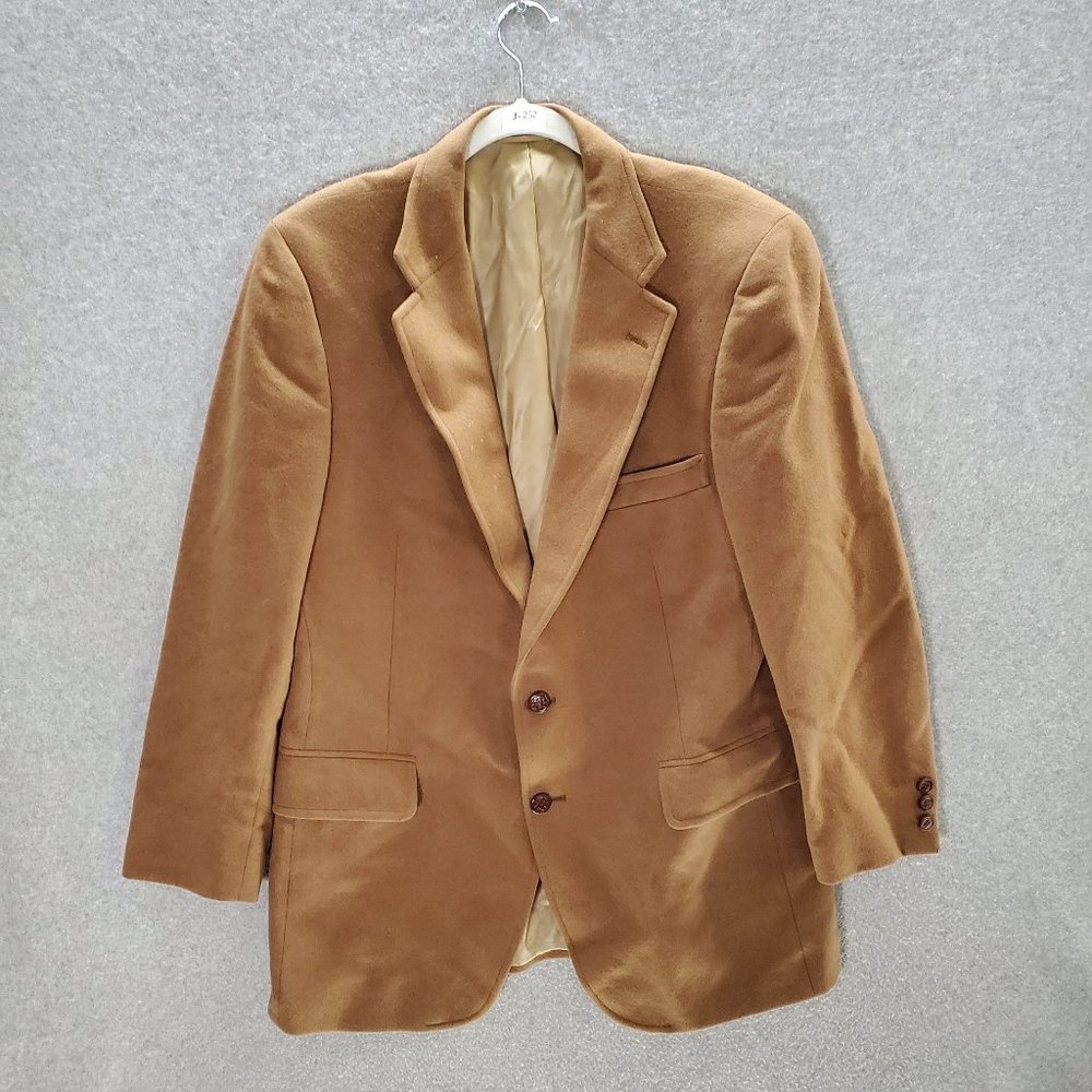 Rudy Harris Men Blazer‎ Jacket Medium Brown Camel Hair Button Up Pockets Collar